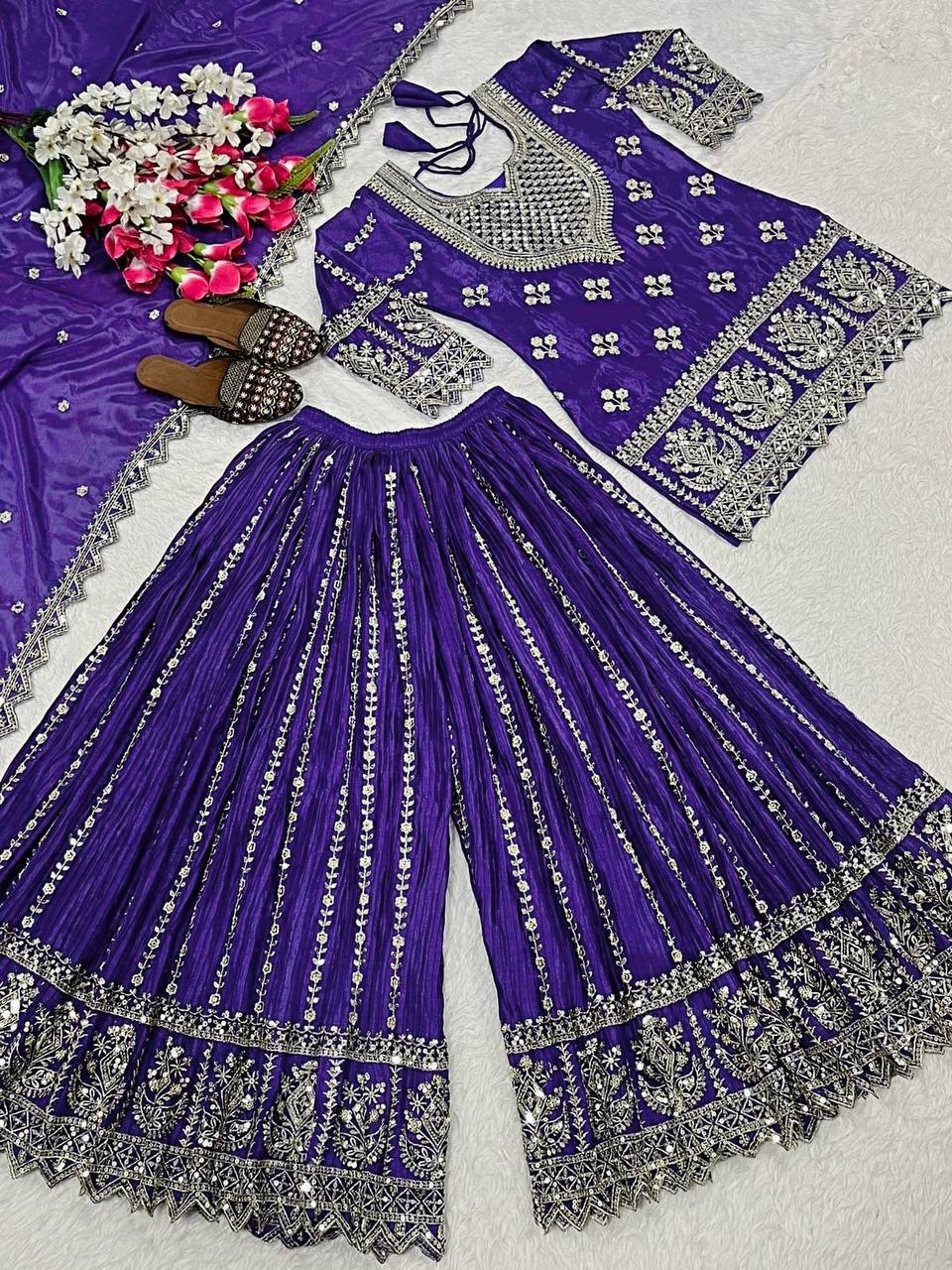 Regal Violet Heritage Embroidered Couture